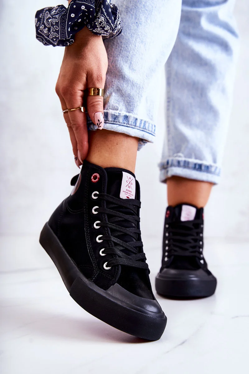 Ženske visoke tenisice Cross Jeans JJ2R4055C crne