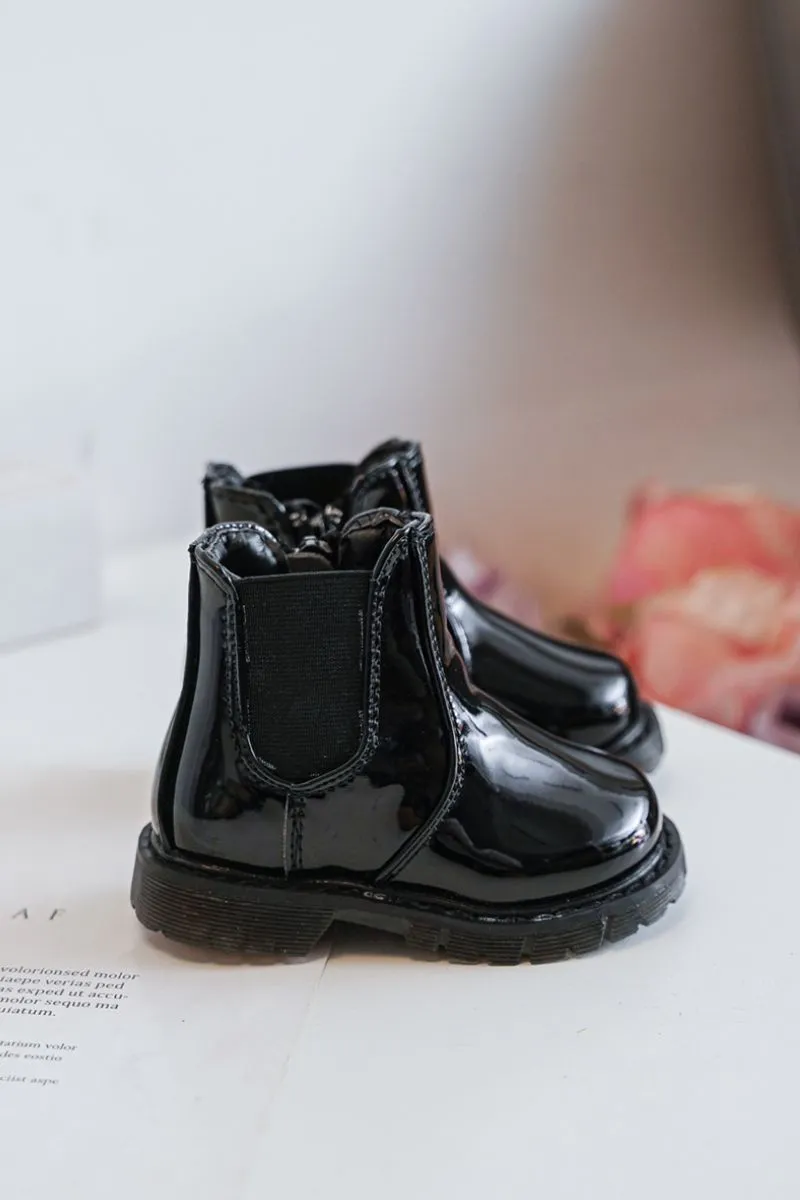 Dječje lakirane tople čizme Black Porky